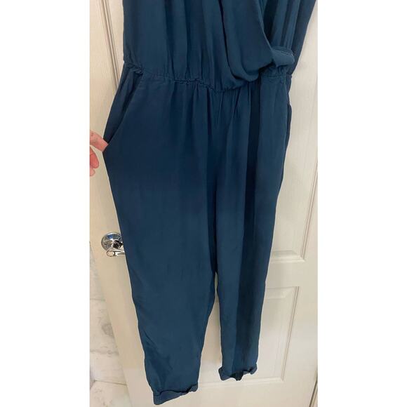 Zara Basic Beaded Surplice Neckline Jumpsuit Navy Blue - M‎ - Picture 6 of 10